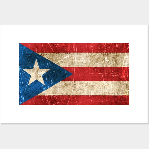 Vintage Aged and Scratched Puerto Rican Flag Wall Art by jeffbartels